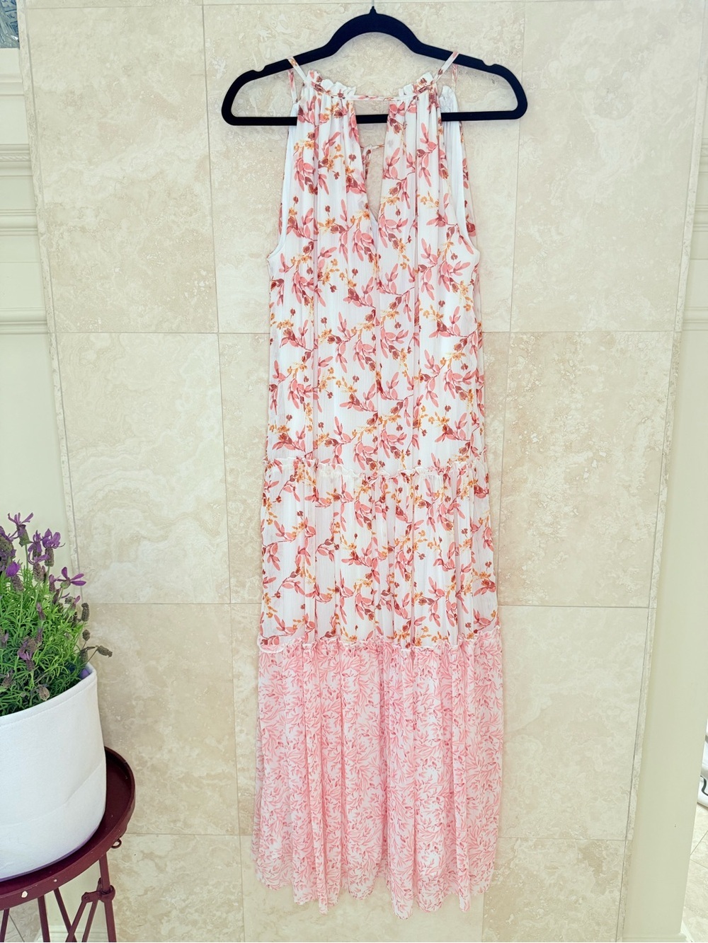 Drew Naomi Floral Tiered Maxi Dress Medium Boho Cottagecore Wedding Guest NWT